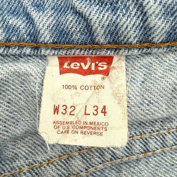 Levis 505 VTG 1992 Faded WORN Blue Jeans Straight 32x34 1990s Distressed Light - Picture 4 of 14